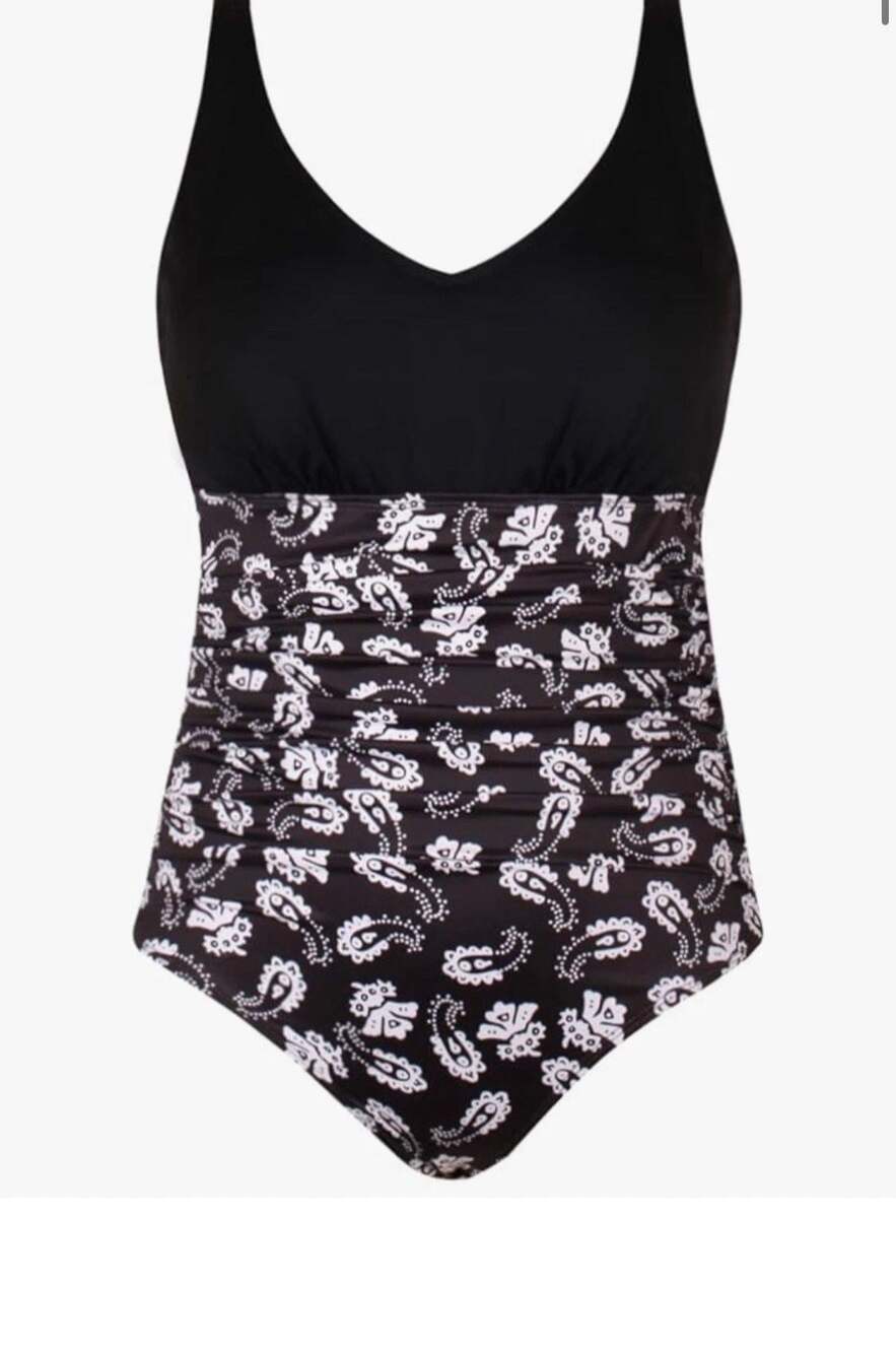 Jinxueer One-Piece Swimsuit Size 24W Ruched Paisley Print